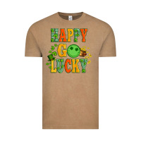 Vintage Coffee happy go lucky  with coin and shamrock Vintage Tee - Artiststas
