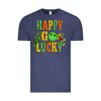 Vintage Denim happy go lucky  with coin and shamrock Vintage Tee - Artiststas