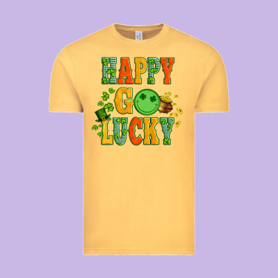 Happy Go Lucky  With Coin And Shamrock Vintage Tee Designed By Artiststas