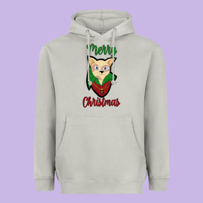 Merry Christmas Cat Heavyweight Hoodie Designed By Bettercallsaul