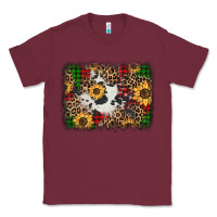 Burgundy distressed christmas sunflowers leopard cowhide background Classic Tee - Jasminsmagicworld