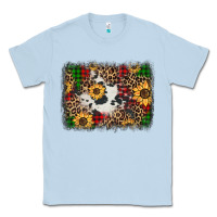 Dusty Blue distressed christmas sunflowers leopard cowhide background Classic Tee - Jasminsmagicworld