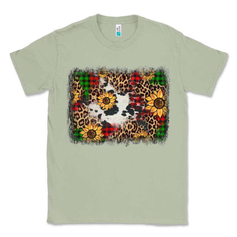 Distressed Christmas Sunflowers Leopard Cowhide Background Classic Tee by Jasminsmagicworld | Teevron