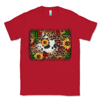 Red distressed christmas sunflowers leopard cowhide background Classic Tee - Jasminsmagicworld