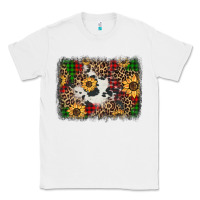 White distressed christmas sunflowers leopard cowhide background Classic Tee - Jasminsmagicworld