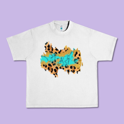 Glitter Leopard Turquoise Patch Urban Heavy Tee Designed By Adodesignshop