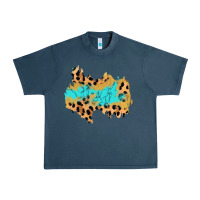 Midnight Navy glitter leopard turquoise patch Urban Heavy Tee - AdoDesignShop