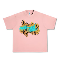 Salmon glitter leopard turquoise patch Urban Heavy Tee - AdoDesignShop