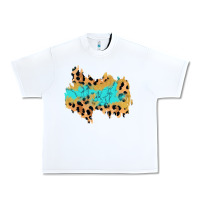 White glitter leopard turquoise patch Urban Heavy Tee - AdoDesignShop