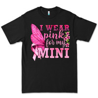 Black I Wear Pink For My Mini with Butterfly Premium Tee - texasbilliewilder
