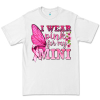 White I Wear Pink For My Mini with Butterfly Premium Tee - texasbilliewilder