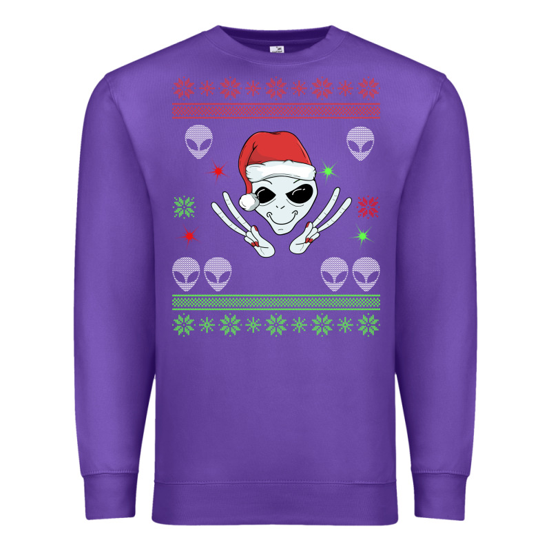 Alien Ugly Christmas Premium Sweatshirt by Bettercallsaul | Teevron