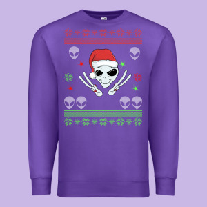 Alien Ugly Christmas Premium Sweatshirt Designed By Bettercallsaul