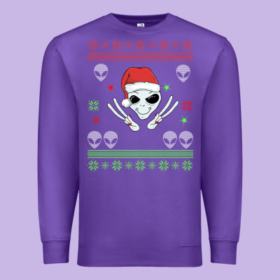 Alien Ugly Christmas Premium Sweatshirt Designed By Bettercallsaul