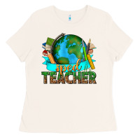 Bone sped teacher with earth globe Ladies Tee - texasbilliewilder