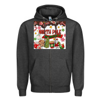 Charcoal Heather North Pole Hot Chocolate christmas Zipper Hoodie - MaliasSmallBusiness