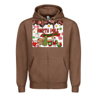 Chestnut North Pole Hot Chocolate christmas Zipper Hoodie - MaliasSmallBusiness
