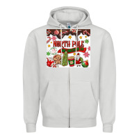Dove Grey North Pole Hot Chocolate christmas Zipper Hoodie - MaliasSmallBusiness