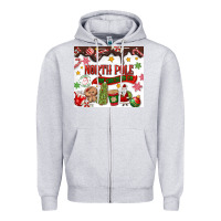 Heather Grey North Pole Hot Chocolate christmas Zipper Hoodie - MaliasSmallBusiness
