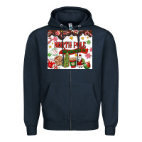 Navy North Pole Hot Chocolate christmas Zipper Hoodie - MaliasSmallBusiness