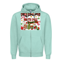 Seafoam North Pole Hot Chocolate christmas Zipper Hoodie - MaliasSmallBusiness