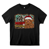 Black merry Christmas highland cow Heavy Core Tee - RanaPortraitStore