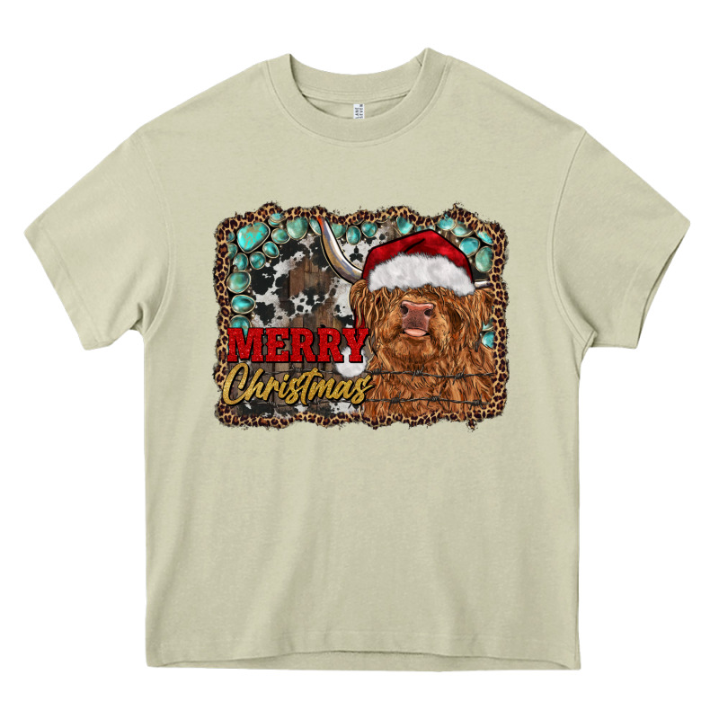 Merry Christmas Highland Cow Heavy Core Tee by RanaPortraitStore | Teevron