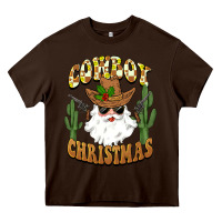 Chocolate Brown cowboy christmas santa Heavy Core Tee - BarkalooDesign
