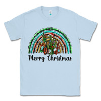Dusty Blue merry christmas cactus rainbow Classic Tee - BarkalooDesign