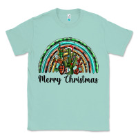 Seafoam merry christmas cactus rainbow Classic Tee - BarkalooDesign