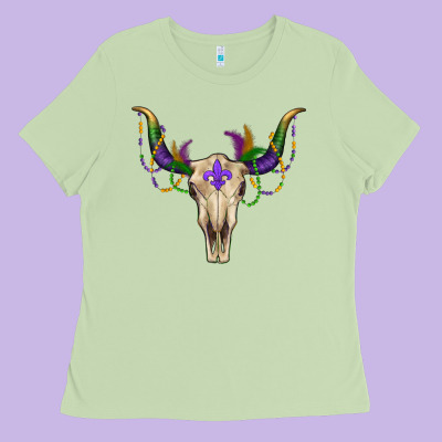 Mardi Gras Bullskull Ladies Tee Designed By Ranaportraitstore