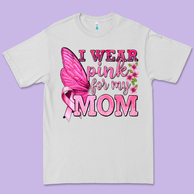 I Wear Pink For My Mom With Butterfly Premium Tee Designed By Texasbilliewilder