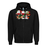 Black Christmas Wine Glasses Zipper Hoodie - MaliasSmallBusiness