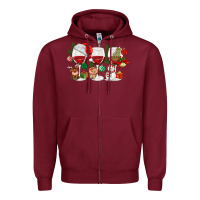 Burgundy Christmas Wine Glasses Zipper Hoodie - MaliasSmallBusiness