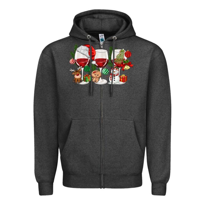 Christmas Wine Glasses Zipper Hoodie by MaliasSmallBusiness | Teevron