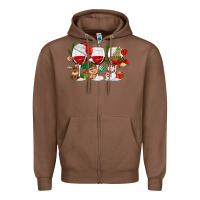 Chestnut Christmas Wine Glasses Zipper Hoodie - MaliasSmallBusiness