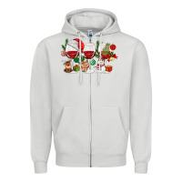 Dove Grey Christmas Wine Glasses Zipper Hoodie - MaliasSmallBusiness