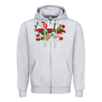 Heather Grey Christmas Wine Glasses Zipper Hoodie - MaliasSmallBusiness