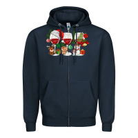 Navy Christmas Wine Glasses Zipper Hoodie - MaliasSmallBusiness