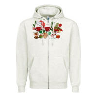 Oatmeal Heather Christmas Wine Glasses Zipper Hoodie - MaliasSmallBusiness