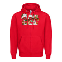Red Christmas Wine Glasses Zipper Hoodie - MaliasSmallBusiness