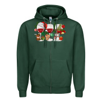 Sports Green Christmas Wine Glasses Zipper Hoodie - MaliasSmallBusiness