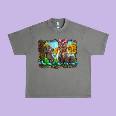 Mama Bear Sees All With Sunflowers Urban Heavy Tee Designed By Artiststas