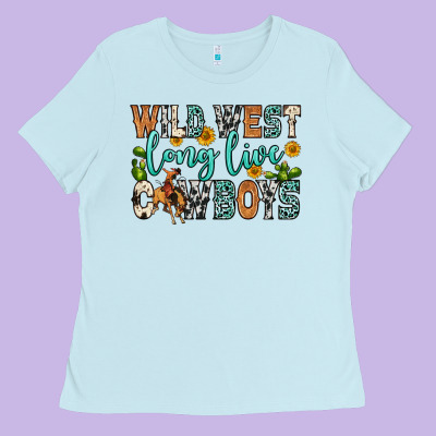 Wild West Long Live Cowboys Ladies Tee Designed By Zillion Design Studio