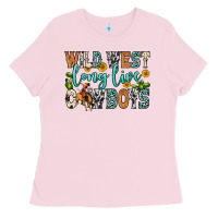 Bubblegum Pink wild west long live cowboys Ladies Tee - Zillion Design Studio