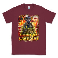 Burgundy First In last Out Firefighter Classic Tee - LillyAllenDesigns