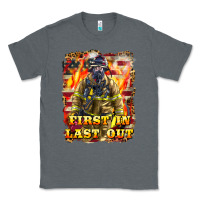 Charcoal Heather First In last Out Firefighter Classic Tee - LillyAllenDesigns