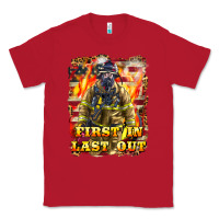 Red First In last Out Firefighter Classic Tee - LillyAllenDesigns