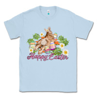 Dusty Blue easter bunny with carrots and daisy Classic Tee - AdoDesignShop