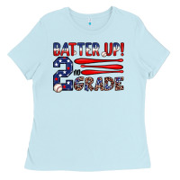 Baby Blue batter up 2nd grade Ladies Tee - JahusDesignShop